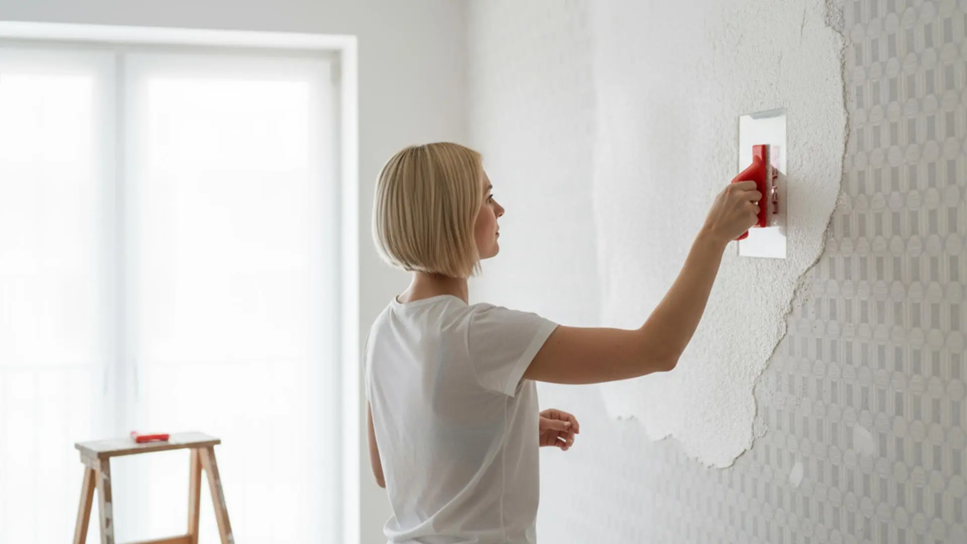 Belka Tapete wird direkt auf eine alte, festsitzende Raufasertapete aufgetragen, ohne diese vorher zu entfernen.